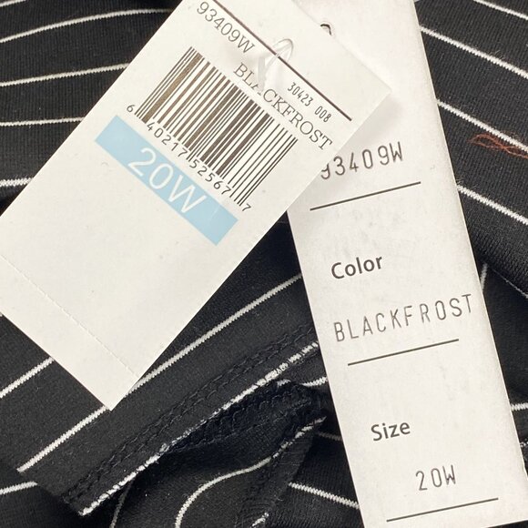 NWT 20W Spense Woman Black White Fit & Flare Striped V-Neck Sleeveless Dress - Picture 4 of 12